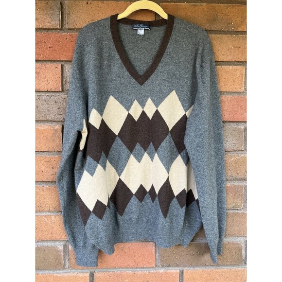 Vintage McGeorge Cashmere Sweater Argyle Ballantyne Scotland | Mens Size XXL - Picture 1 of 13
